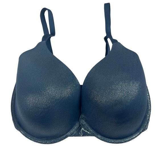 Victoria's Secret Other - Victorias Secret Uplift Semi Demi Bra Underwire Padded Blue Metallic 32DDD